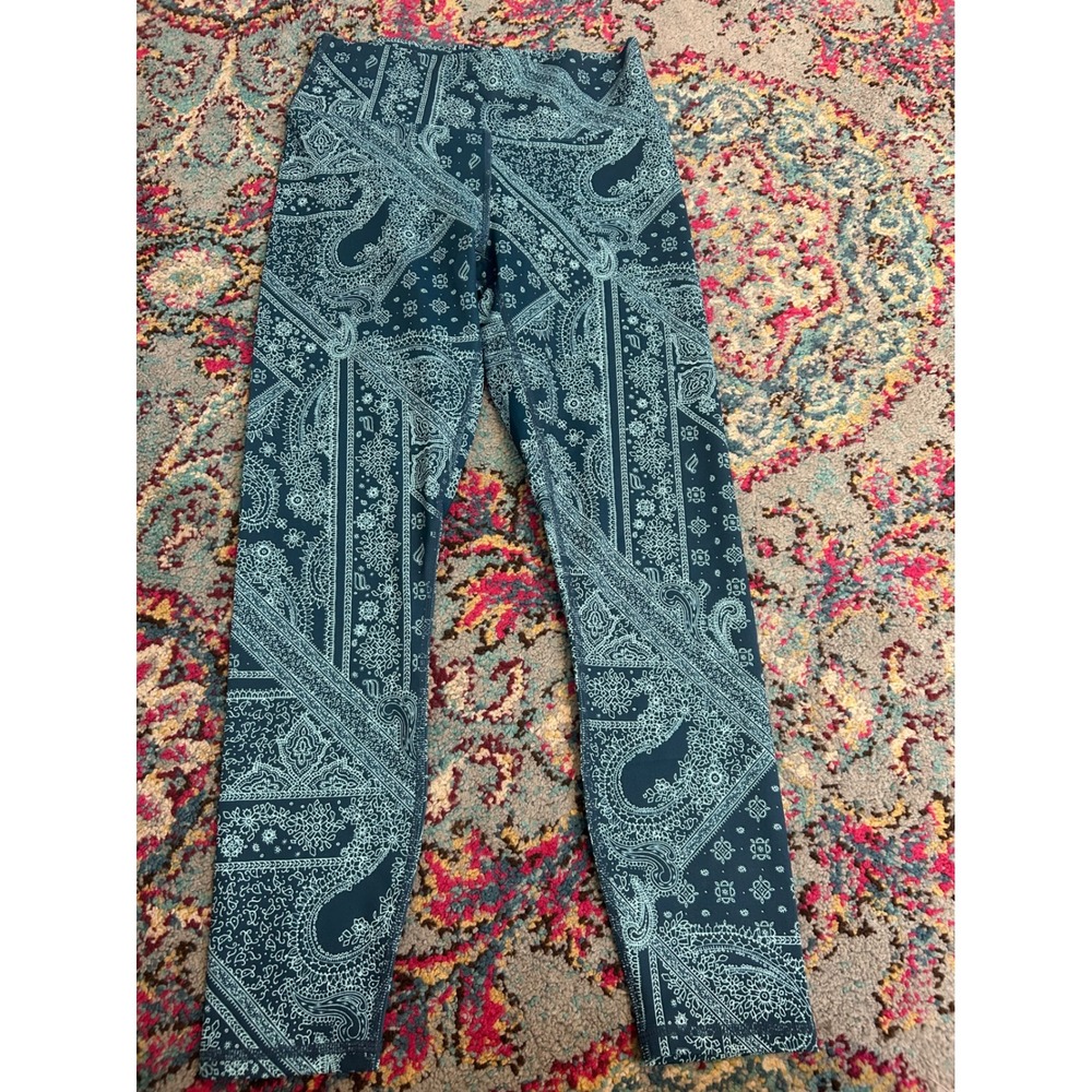 Fabletics PowerHold High Waisted Strappy 7/8 Leggings Blue Nova Bandana S‎ 6
